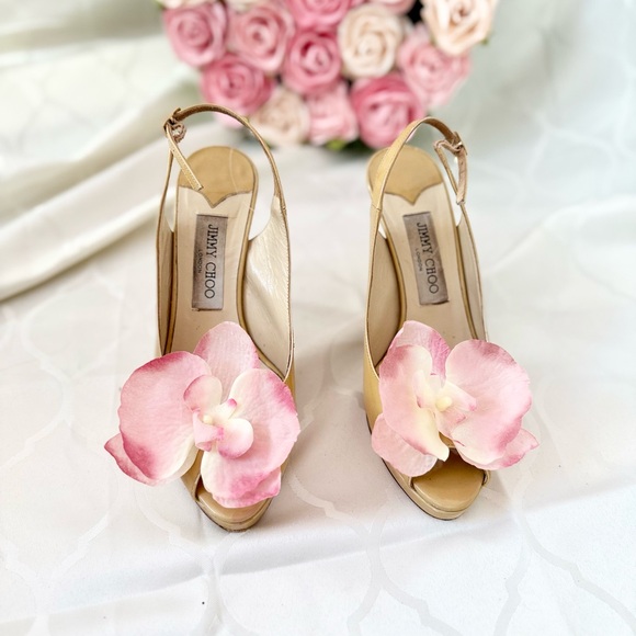 Jimmy Choo sandals shoes butterfly orchid size 6.5-7 US 37 Y2K Carrie Bradshaw - Picture 2 of 6